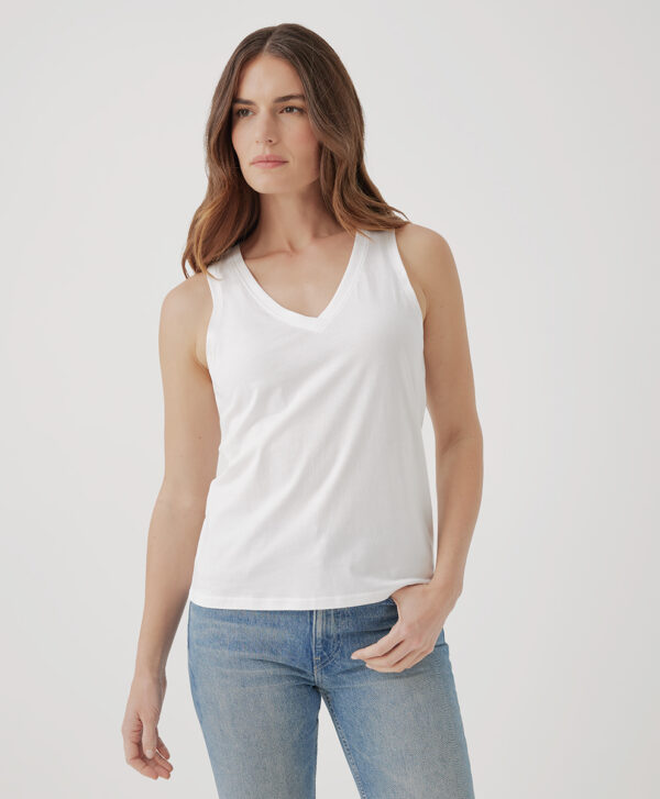 PACT Apparel | Women's White Softspun V-Ne Tank