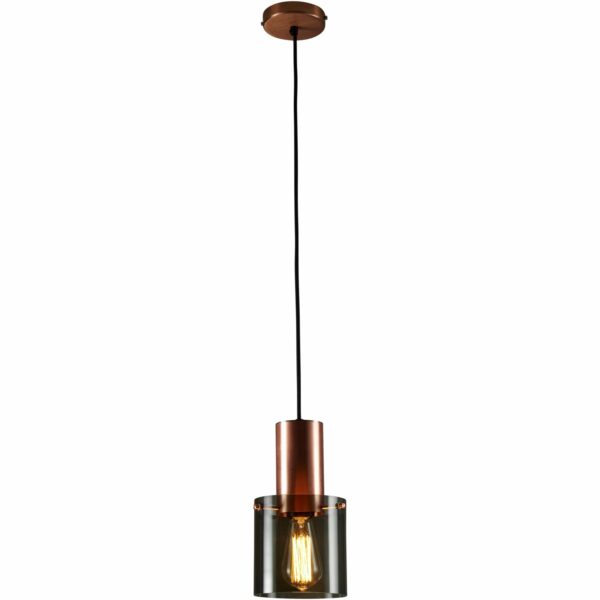 Original BTC | Walter Pendant - Copper - Size 1 - Small / Anthracite Glass - Gray/Black