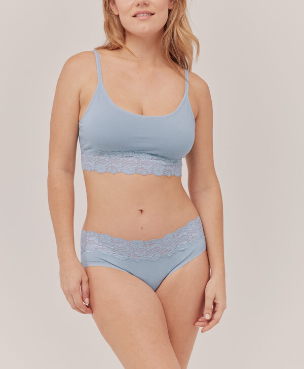 PACT Apparel | Women's Periwinkle Lace Smooth Cup Bralette