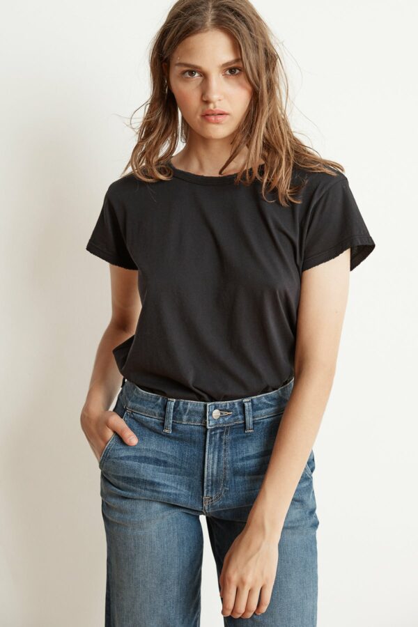 Velvet by Graham & Spencer | Clare Distressed Whisper Short Sleeve Tee (L), Velvet by Graham & Spencer