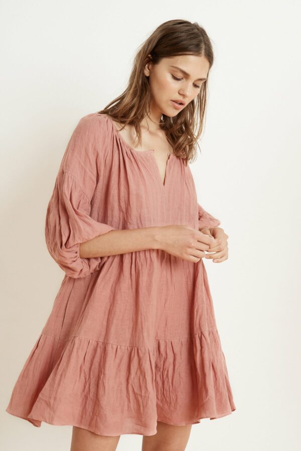 Velvet by Graham & Spencer | Vesta Woven Linen Ruffle Tiered Dress (M), Velvet by Graham & Spencer