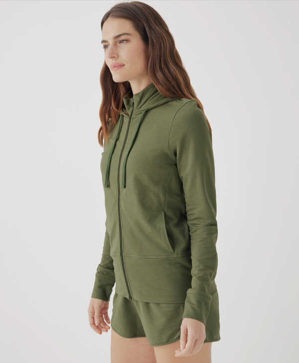 PACT Apparel | Women's Olivineretch French Terry Snug-Fit Zip Hoodie