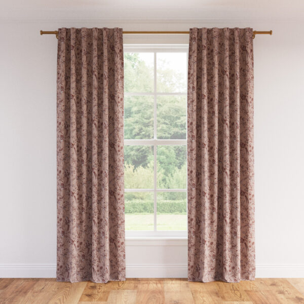 The Inside | Printed Linen Unlined Curtain | 50" x 96" | Blush Aviary