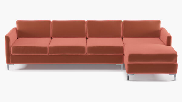 The Inside | Modern Sectional, Right Facing | Terracotta Performance Velvet