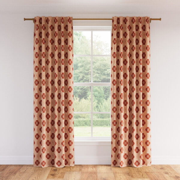 The Inside | Printed Linen Unlined Curtain | 50" x 96" | Coral Solaire Printed Linen Blend