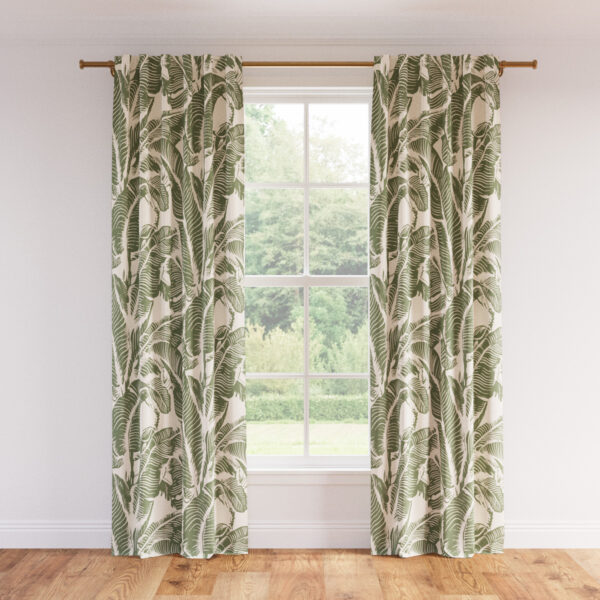 The Inside | Printed Linen Unlined Curtain | 50" x 96" | Sage Martinique Encore Printed Linen Blend